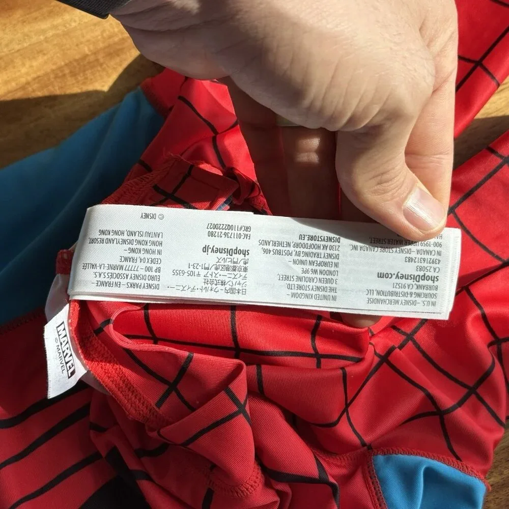 Disney Store Spider-Man Adaptive Swimsuit Rashguard‎ Sz Large *UPF 50+* Marvel